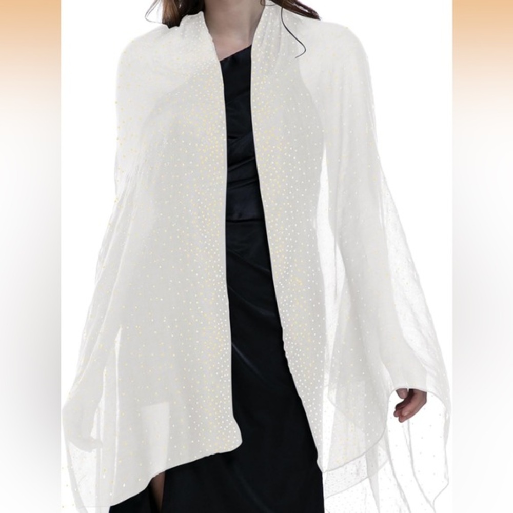 Elegant White Starry Sheer Shawl/Wrap